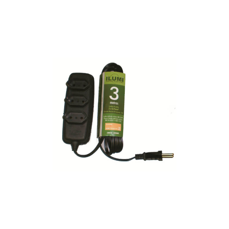 EXTENSAO ELETRICA PP 03MT BCO 2P+T 3X0,75 ILUMI
