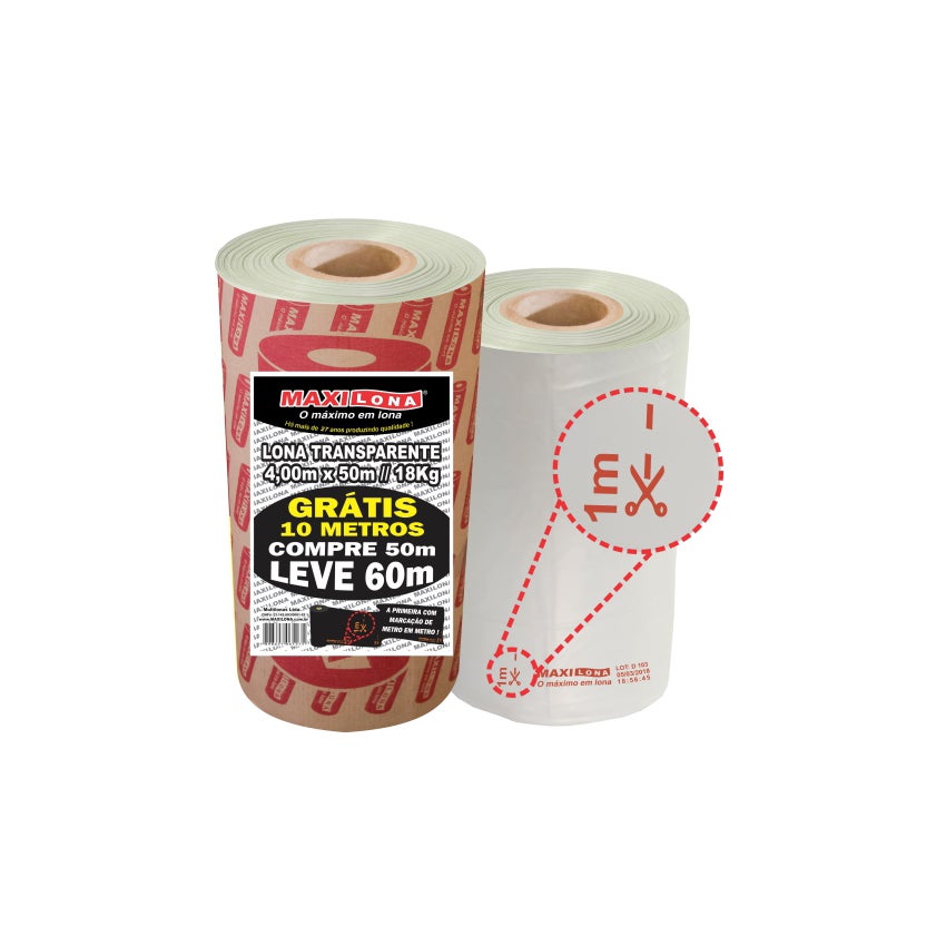 LONA TRANSP 04X050MT 18KG 10MT REF120 MAXILONA