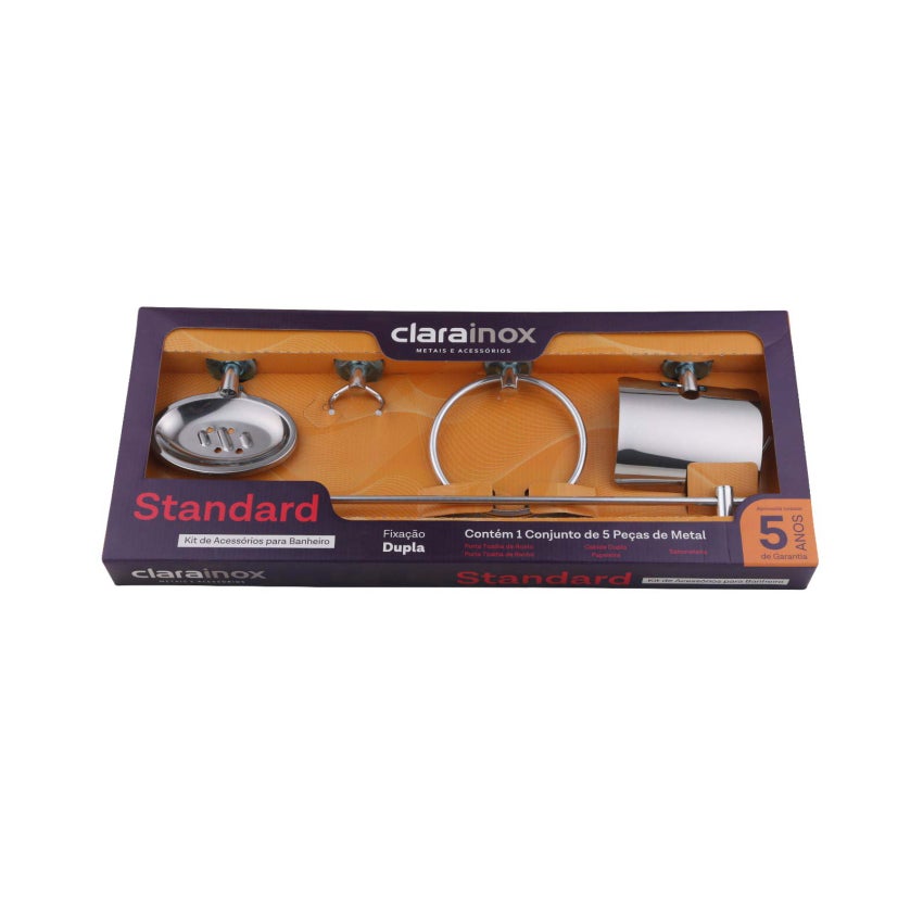 ACESSORIO BANHEIRO 5PCS STANDARD CLARA INOX