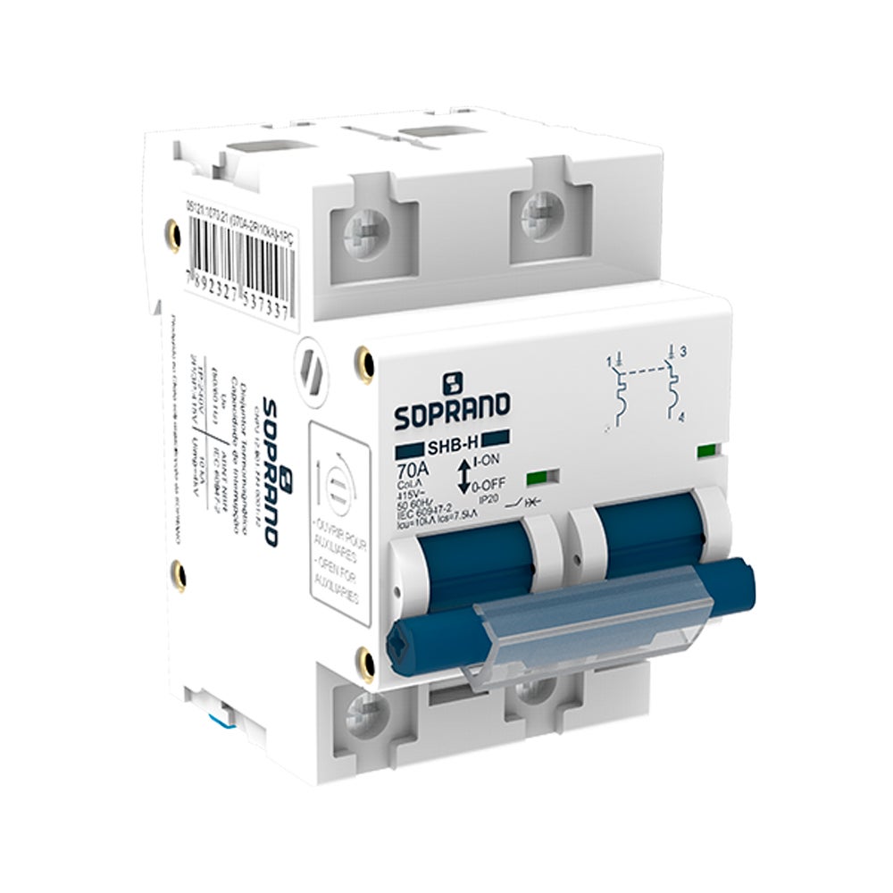 DISJUNTOR BIPOLAR DIN CEMIG BCO 080A SOPRANO