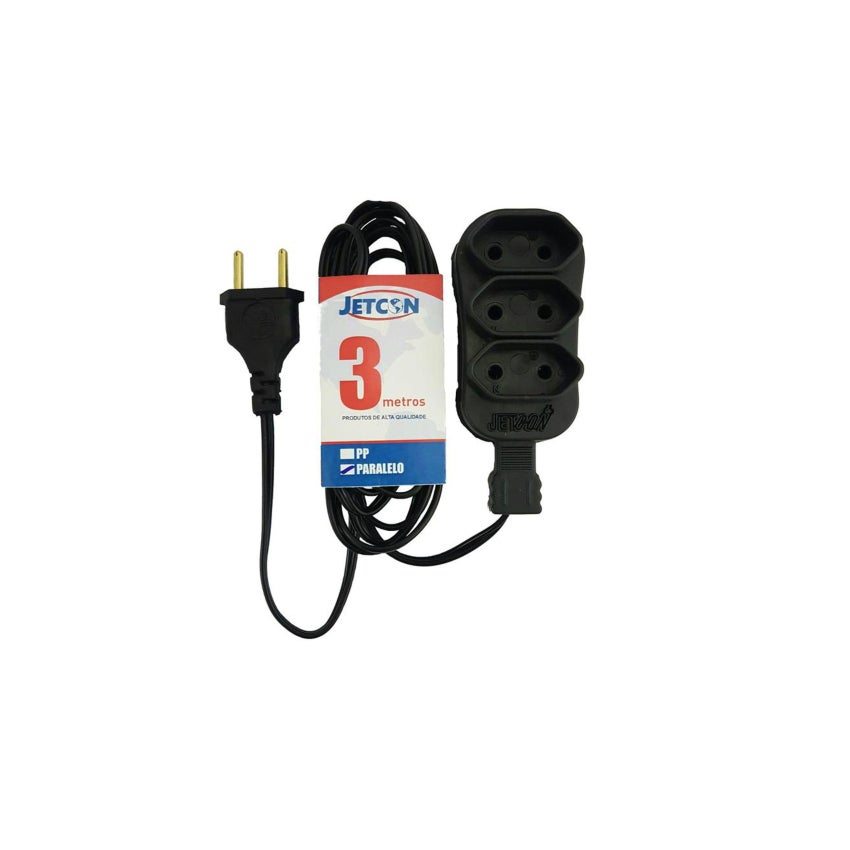 EXTENSAO ELETRICA PL 03MT PTO 2P 2X0,75 JETCON