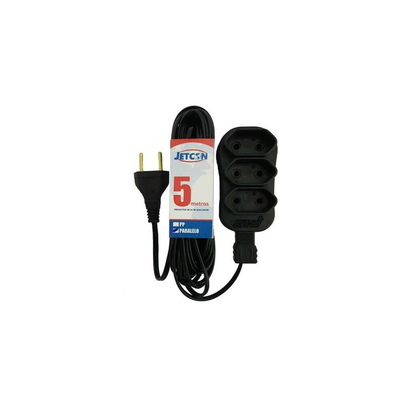 EXTENSAO ELETRICA PP 05MT PTO 2P 2X0,75 JETCON