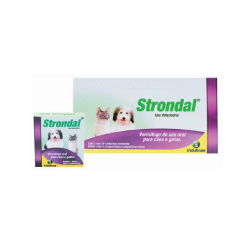 VERMIFUGO CAO/GATO STRONDAL 4CP INDUBRAS