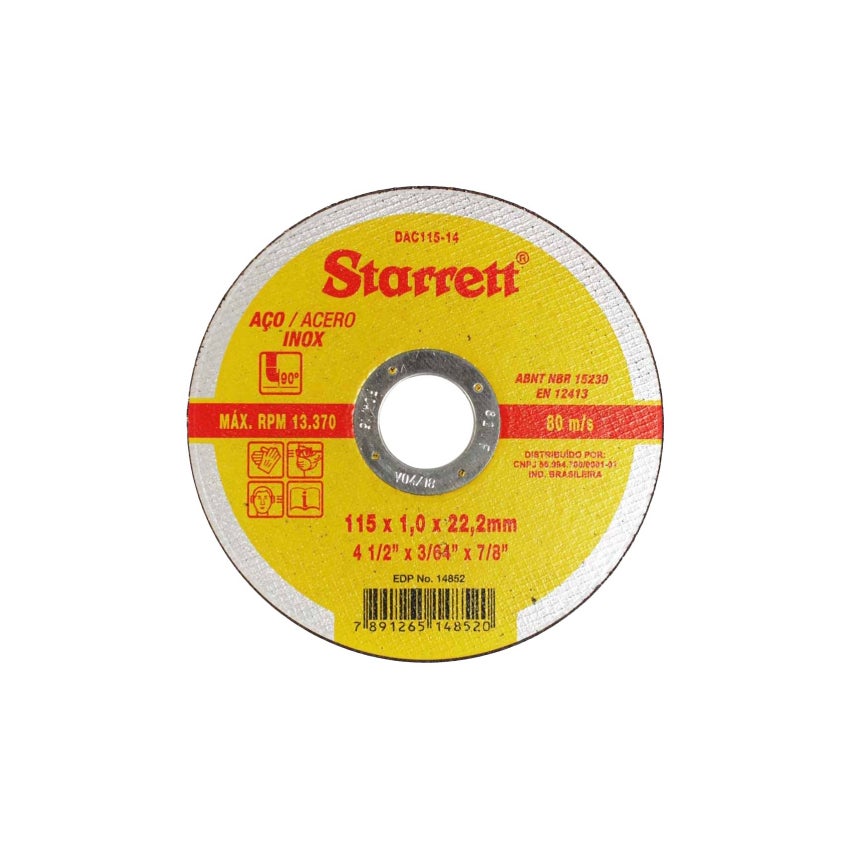 DISCO CORTE INOX 4.1/2X1X7/8 STARRET