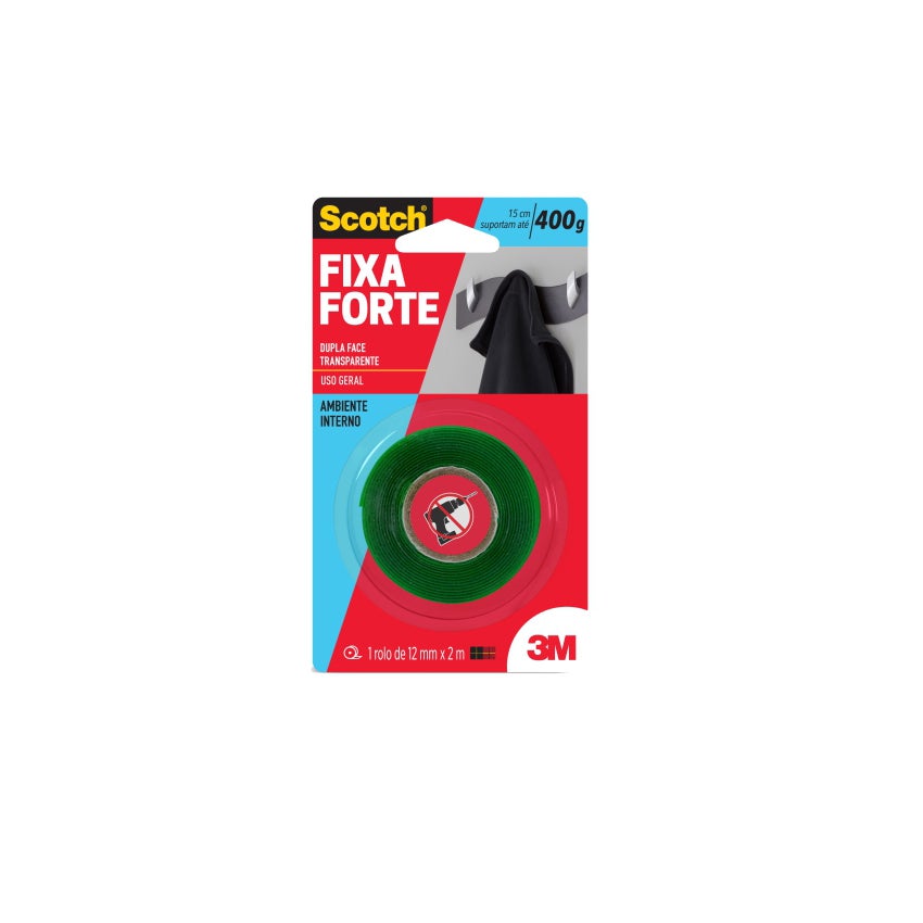 FITA ADESIVA DUPLA FACE TRANSP FORTE 12MMX02MT 3M