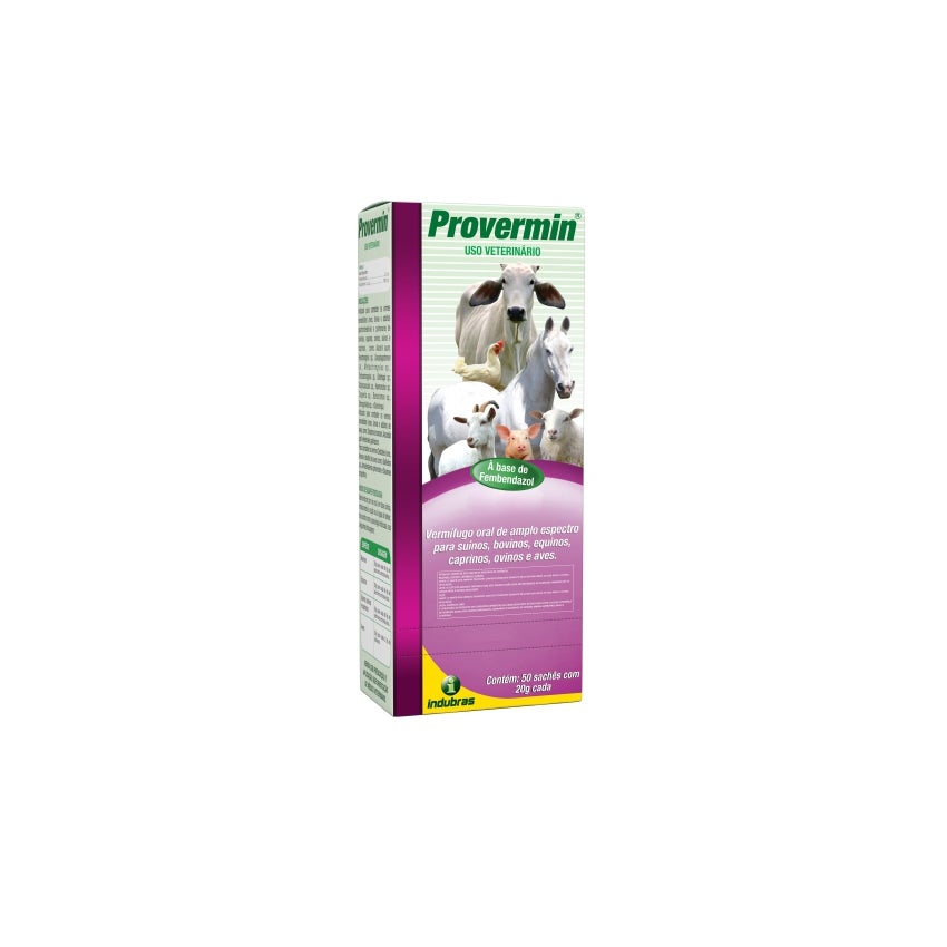 VERMIFUGO ORAL PO PROVERMIN 20G INDUBRAS