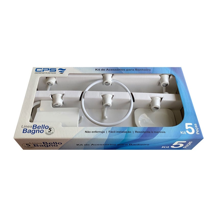 ACESSORIO BANHEIRO 5PCS ABS BCO/CROM BELLO BAGNO
