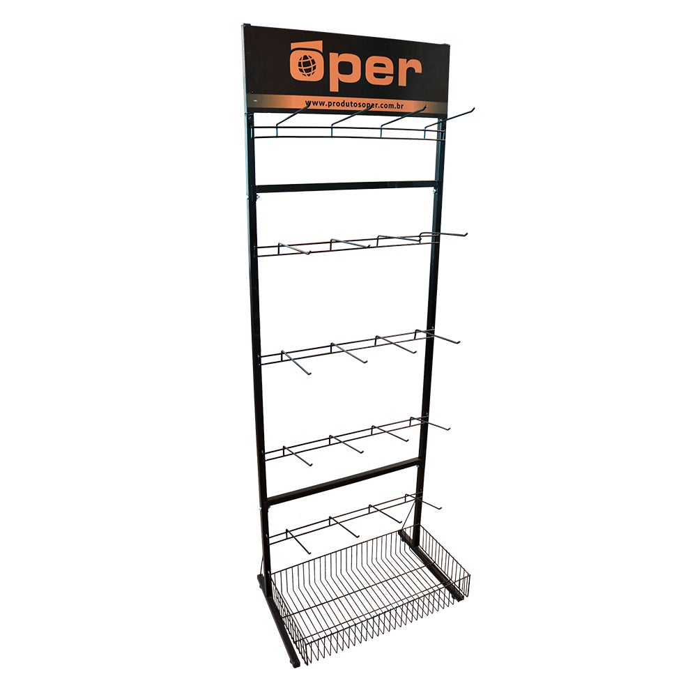 EXPOSITOR 20 GANCHOS C/CESTO OPER