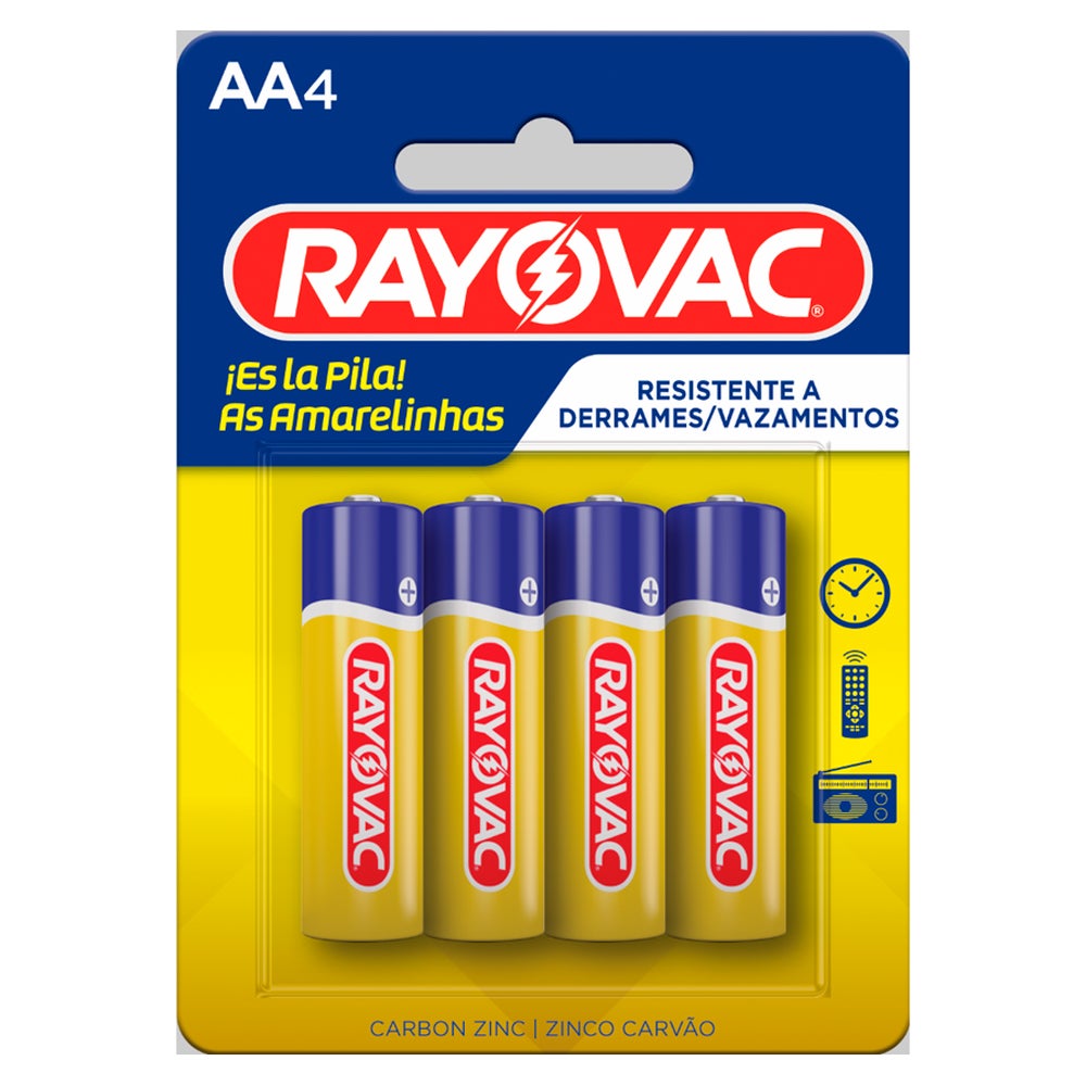PILHA COMUM PEQ AA CARTELA C/04 AMA RAYOVAC #N