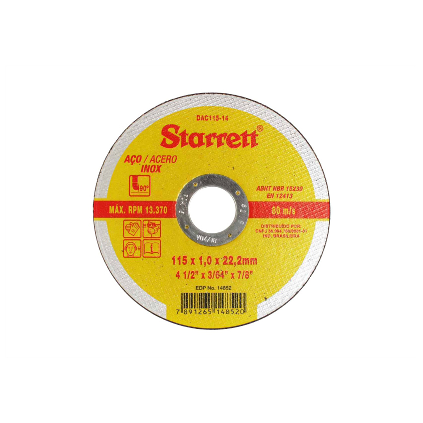 DISCO CORTE INOX 4.1/2X1X7/8 STARRET