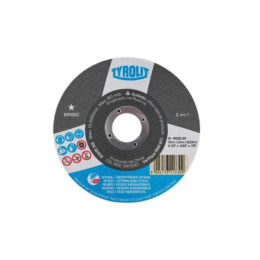 DISCO CORTE INOX 4.1/2X1 BASIC CZA TYROLIT