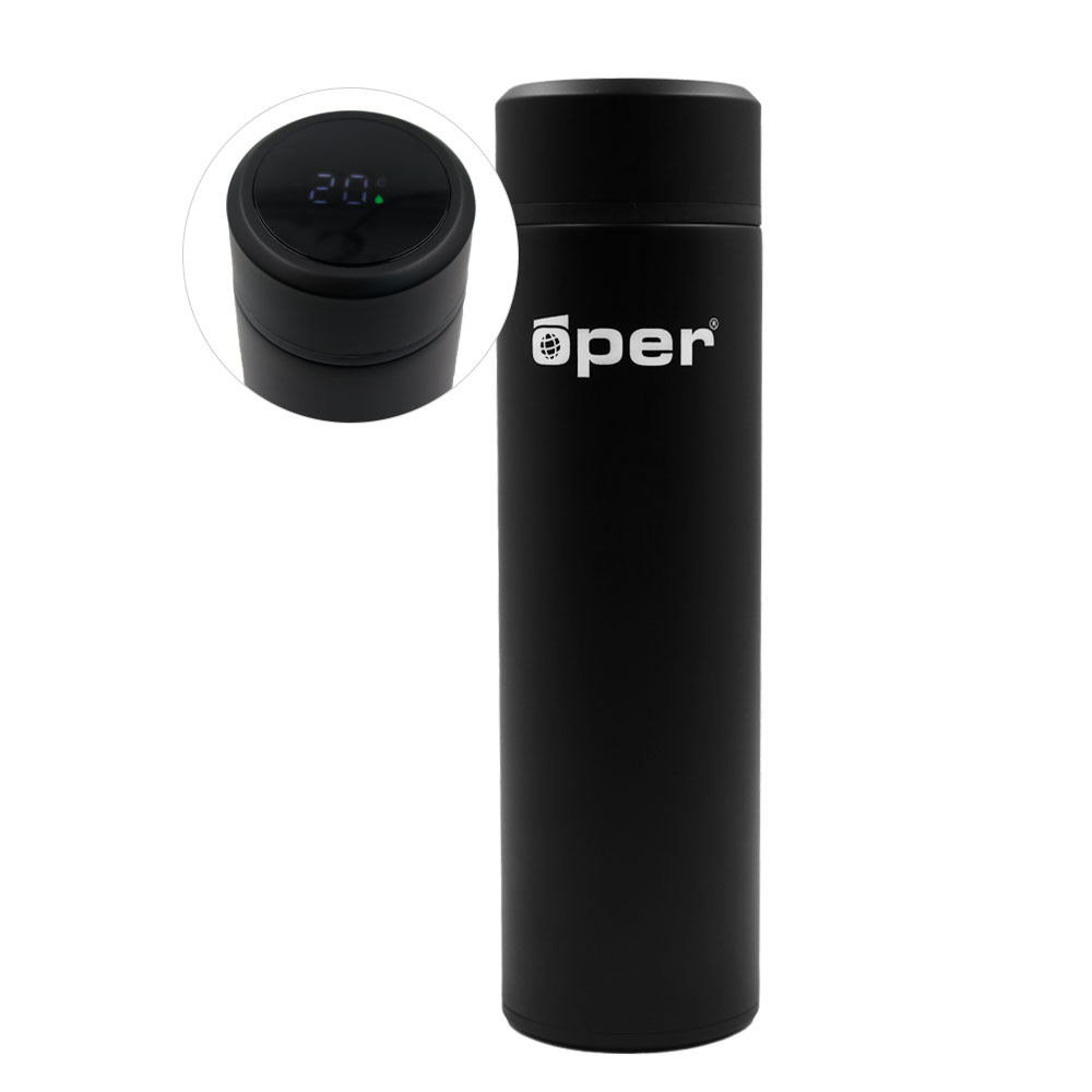 GARRAFA TÉRMICA C/ TERMOMÊTRO DIGITAL 500ML OPER