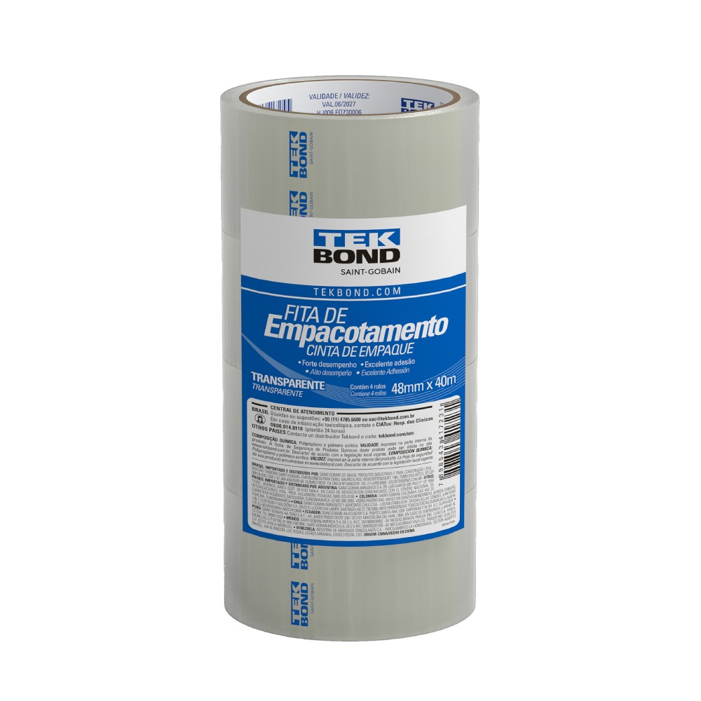 FITA ADESIVA EMPACOTAMENTO TRANSP 48X40MT TEKBOND